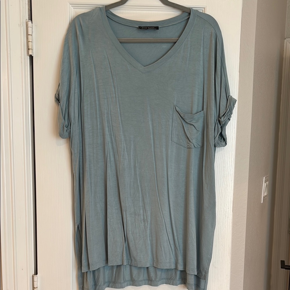 Women's Blue V-Neck Top